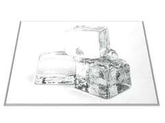 Glasdekor Skleněné prkénko ledové kostky bílé pozadí - Prkénko: 40x30cm