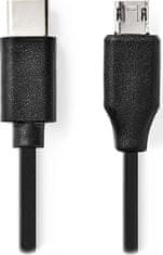 Nedis kabel USB 2.0/ zástrčka USB-C - zástrčka USB micro-B/ černý/ bulk/ 1m