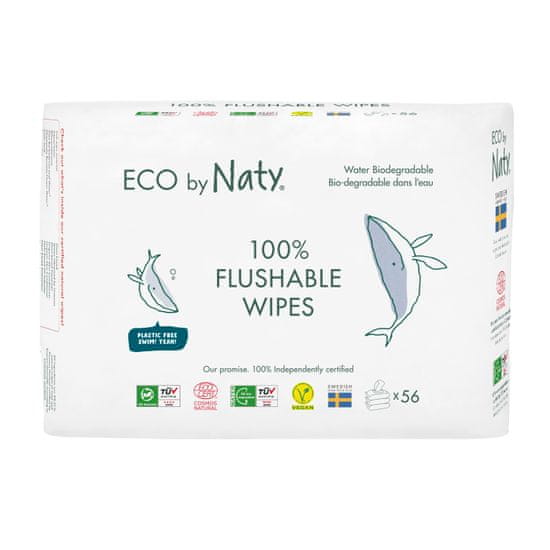 ECO by Naty ECO vlhčené ubrousky Naty bez vůně - splachovatelné - výhodné balení (3 x 56 ks)