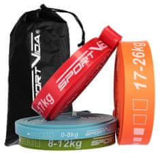 Sportvida Posilovací Odporova Fitness Guma - Sada 4 posilovacích odporových Fitness gum Power Band SET 0-26 KG