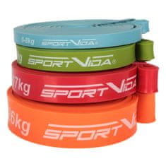 Sportvida Posilovací Odporova Fitness Guma - Sada 4 posilovacích odporových Fitness gum Power Band SET 0-26 KG