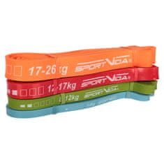 Sportvida Posilovací Odporova Fitness Guma - Sada 4 posilovacích odporových Fitness gum Power Band SET 0-26 KG