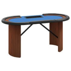 Vidaxl Pokerový stůl pro 10 hráčů držák na chipy modrý 160x80x75 cm