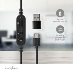 Nedis CHSTU110BK sluchátka s mikrofonem a ovládáním hlasitosti, USB-C, černá