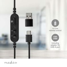 Nedis CHSTU210BK uzavřená sluchátka s mikrofonem a ovládáním hlasitosti, USB-C, černá