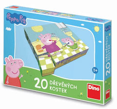 Dřevěné kostky Peppa Pig Veselý den - 20 kostek