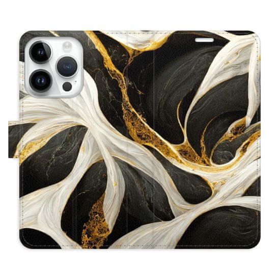 iSaprio Flipové pouzdro - BlackGold Marble pro Apple iPhone 15 Pro