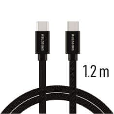 SWISSTEN Swissten textilní datový kabel Usb-C / Usb-C 1,2 M Černý 8595217455962