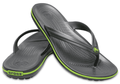 Crocs Crocband Flip-Flops pro muže, 46-47 EU, M12, Žabky, Pantofle, Sandály, Graphite/Volt Green, Šedá, 11033-0A1