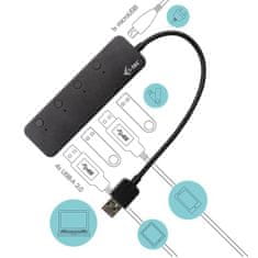 USB 3.0 HUB 4-port s vypínačem On/Off, LED indikace