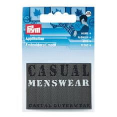 PRYM Nášivka džínový štítek Casual Menswear, obdélník, nažehlovací, černá