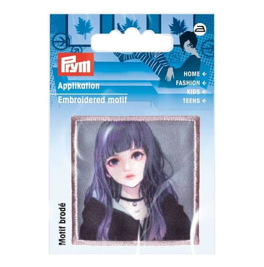 PRYM Nášivka Anime dívka s fialovými vlasy, nažehlovací