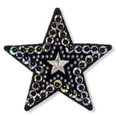 PRYM Nášivka hvězda s flitry, nažehlovací, černá/stříbrná