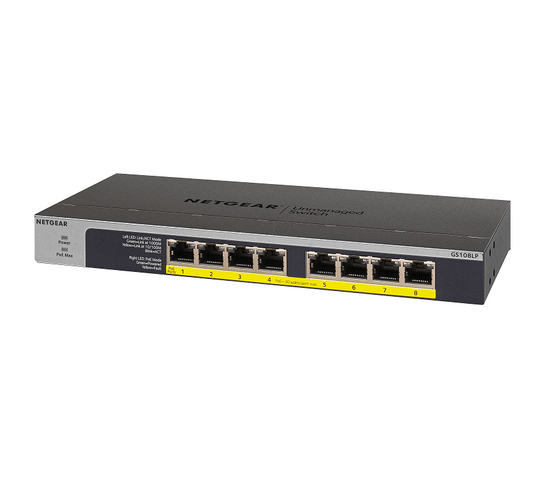 Netgear 8-port 10/100/1000Mbps Gigabit Ethernet, Flexible PoE, GS108LP