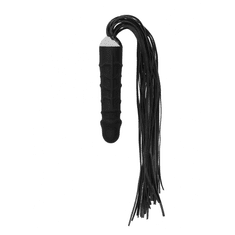 Ouch Černý bič Black Whip with Realistic Silicone Dildo - Black