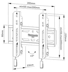 Neomounts Select WL30S-850BL12/Držák displeje/na stěnu/24-55"/fixní/VESA 200X200/nosn. 50kg/zamykatelný/černý