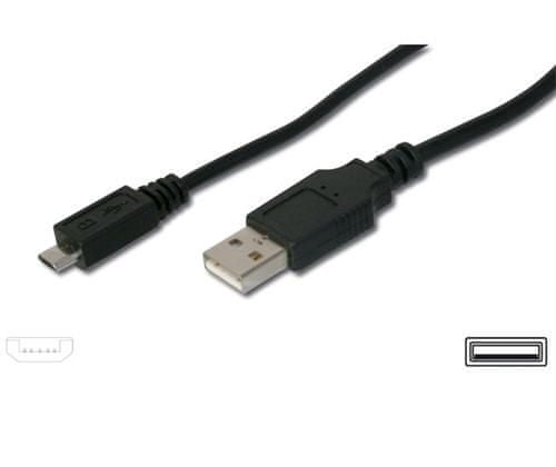 Manhattan Kabel USBA(M) - microUSB B(M), 5pinů 3 m, černý