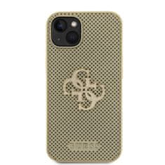 Guess Zadní kryt PU Perforated 4G Glitter Metal Logo pro iPhone 13 Gold