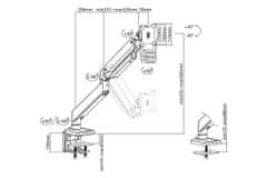 Digitus univerzální držák pro dva monitory s plynovou pružinou a svorkou VESA 75x100