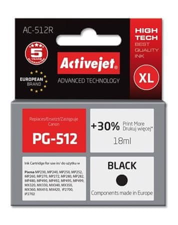 ActiveJet inkoust Canon PG-512 Black ref., 20 ml, AC-512R