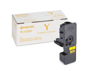 Kyocera toner TK-5220Y žlutý na 1 200 A4 (při 5% pokrytí), pro M5521cdn/cdw, P5021cdn/cdw