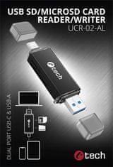 C-Tech Čtečka karet UCR-02-AL, USB 3.0 TYPE A/ TYPE C, SD/micro SD