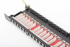 Digitus CAT 6 Patch Panel, stíněný, 24 portů RJ45 s uzávěrem, 8P8C, LSA, 0,5U, 19 "montáž do stojanu, bl