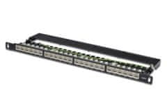 Digitus CAT 6 Patch Panel, stíněný, 24 portů RJ45 s uzávěrem, 8P8C, LSA, 0,5U, 19 "montáž do stojanu, bl