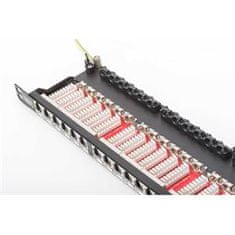 Digitus CAT 6 Patch Panel, stíněný, 24 portů RJ45 s uzávěrem, 8P8C, LSA, 0,5U, 19 "montáž do stojanu, bl