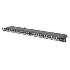 Digitus CAT 6 Patch Panel, stíněný, 24 portů RJ45 s uzávěrem, 8P8C, LSA, 0,5U, 19 "montáž do stojanu, bl