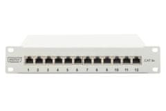 Digitus CAT 6A Patch Panel, stíněný, 12-portové pole se štítkem, 1U, 10 "montáž do stojanu, šedá RAL 7035