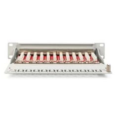 Digitus CAT 6A Patch Panel, stíněný, 12-portové pole se štítkem, 1U, 10 "montáž do stojanu, šedá RAL 7035