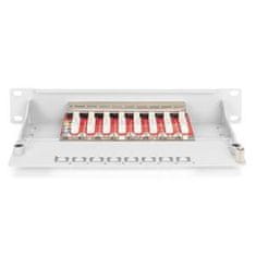 Digitus Patch panel CAT 6A, stíněný, 8 portů 1U, montáž do 10" racku, šedý RAL 7035