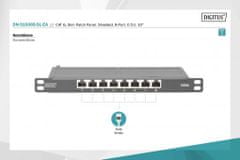 Digitus Propojovací panel CAT 6A, stíněný, 8portový, 0,5U, 10 ", černý