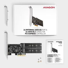 AXAGON PCES-SA4M2, PCIe řadič - 2x interní SATA 6G port + 2x SATA M.2 slot, ASM1164, SP & LP