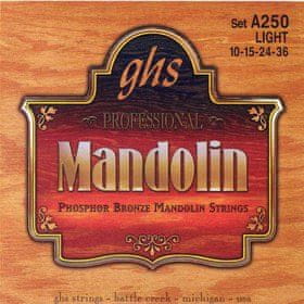 GHS A250 SET MANDOLIN, PH BR, LT STRUNY