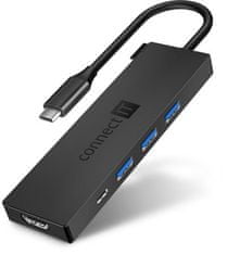 Connect IT USB-C hub, 5v1 (USB-C,3xUSB-A,HDMI), externí, ANTRACITOVÝ