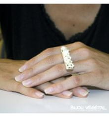 Živé šperky - Prsten stříbrný rovný s bílými minirůžičkami
