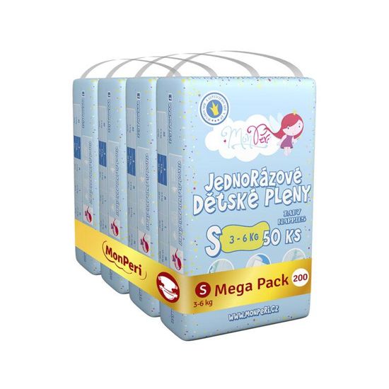 MonPeri Klasik Pleny jednorázové S (3-6 kg) 200 ks - Mega Pack