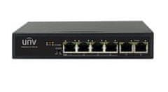 Uniview Switch 6xRJ45 10/100 vč. PoE (802.3af/at,PoE budget 65W),PoE porty lze přepnout na 250m PoE@10Mbps, desktop