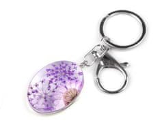 Kraftika 1ks fialová lila přívěsek na klíče / kabelku lisované květy