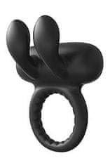 Dreamtoys RAMROD Rabbit Vibe Cockring (Black), erekční kroužek králíček vibrační