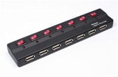 USB 2.0 HUB 7-portový s ext. napájením a vypínači portů