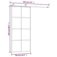 Vidaxl Posuvné dveře s kováním 90x205 cm ESG sklo a hliník