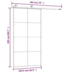 Vidaxl Posuvné dveře s kováním 102,5 x 205 cm ESG sklo a hliník