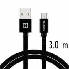 SWISSTEN DATA CABLE USB / MICRO USB TEXTILE 3,0M BLACK