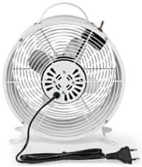 Nedis stolní ventilátor/ průměr 25 cm/ výkon 20 W/ síťové napájení/ 2 rychlosti/ kovový/ bílý