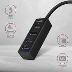 HUE-M1C, 4x USB 3.2 Gen 1 MINI hub, kovový, kabel USB-C 20cm