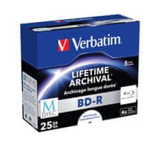 Verbatim M-DISC BD-R SL 25GB, 4x, printable, jewel case 5 ks