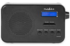 Nedis přenosné rádio/ DAB+/ FM/ 1.3 "/ napájení z baterie/ digitální/ 3.6 W/ budík/ časovač vypnutí/ černé